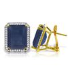 Genuine 13.2 ctw Sapphire & Diamond Earrings Jewelry 14KT Yellow Gold - REF-197V5W