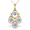 Genuine 1.20 ctw Tanzanite Necklace Jewelry 14KT Yellow Gold - REF-40M7T