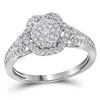 0.63 CTW Diamond Cluster Bridal Engagement Ring 14KT White Gold - REF-89N9F