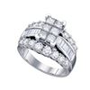 3 CTW Princess Diamond Cluster Bridal Engagement Ring 14KT White Gold - REF-344K9W