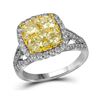2.22 CTW Yellow Diamond Cluster Bridal Engagement Ring 14KT White Gold - REF-240W2K
