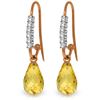 Genuine 4.68 ctw Citrine & Diamond Earrings Jewelry 14KT Rose Gold - REF-40A7K