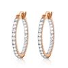 Genuine 0.75 ctw Diamond Anniversary Earrings Jewelry 14KT Rose Gold - REF-137Z2N