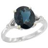 Natural 2.41 ctw London-blue-topaz & Diamond Engagement Ring 10K White Gold - REF-25F5N