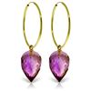 Genuine 19 ctw Amethyst Earrings Jewelry 14KT Yellow Gold - REF-38M6T