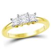 0.83 CTW Princess Diamond 3-stone Bridal Engagement Ring 14KT Yellow Gold - REF-97X4Y