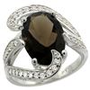 Natural 6.22 ctw smoky-topaz & Diamond Engagement Ring 14K White Gold - REF-134Y9X
