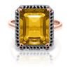 Genuine 5.8 ctw Citrine & Black Diamond Ring Jewelry 14KT Rose Gold - REF-79R8P
