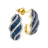 0.10 CTW Blue Color Diamond J Half Hoop Earrings 10KT Yellow Gold - REF-26X9Y