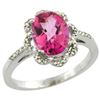 Natural 1.85 ctw Pink-topaz & Diamond Engagement Ring 10K White Gold - REF-29K3R