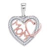 0.10 CTW Diamond Mom Mother Heart Pendant 10KT Two-tone Gold - REF-13Y4X