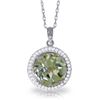 Genuine 5.2 ctw Green Amethyst & Diamond Necklace Jewelry 14KT White Gold - REF-70H6X