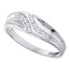 0.13 CTW Mens Diamond Double Row Slender Wedding Ring 10KT White Gold - REF-14K9W
