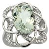 Natural 5.59 ctw green-amethyst & Diamond Engagement Ring 14K White Gold - REF-59Z6Y
