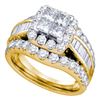 3 CTW Princess Diamond Halo Cluster Bridal Engagement Ring 14KT Yellow Gold - REF-292W5K