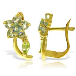 Genuine 1.72 ctw Aquamarine & Pearl Earrings Jewelry 14KT Yellow Gold - REF-42P2H