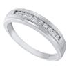 0.12 CTW Mens Channel-set Diamond Single Row Wedding Ring 10KT White Gold - REF-20F9N