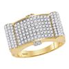 Image 1 : 1.5 CTW Mens Diamond Rectangle Domed Cluster Ring 10KT Yellow Gold - REF-134H9M