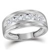 Image 1 : 0.75 CTW Mens Channel-set Diamond Single Row Wedding Ring 10KT White Gold - REF-52Y4X