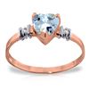 Genuine 0.98 ctw Aquamarine & Diamond Ring Jewelry 14KT Rose Gold - REF-34V3W