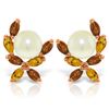 Genuine 3.25 ctw Pearl & Citrine Earrings Jewelry 14KT Rose Gold - REF-30Y2F