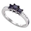 0.80 CTW Black Color Diamond 3-stone Bridal Ring 10KT White Gold - REF-26Y9X