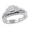 0.50 CTW Diamond Cluster Bridal Engagement Ring 10KT White Gold - REF-75Y2X
