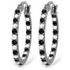 Genuine 0.81 ctw White & Black Diamond Earrings Jewelry 14KT White Gold - REF-116R6P