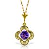 Genuine 0.55 ctw Amethyst Necklace Jewelry 14KT Yellow Gold - REF-23P6H