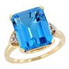 Natural 5.44 ctw swiss-blue-topaz & Diamond Engagement Ring 10K Yellow Gold - REF-32A2V