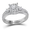 0.88 CTW Princess Diamond Bridal Engagement Ring 14k White Gold - REF-104M9H