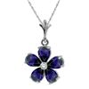 Genuine 2.22 ctw Sapphire & Diamond Necklace Jewelry 14KT White Gold - REF-36F3Z