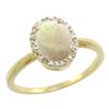 Natural 0.75 ctw Opal & Diamond Engagement Ring 14K Yellow Gold - REF-26Z8Y