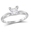 Image 1 : 0.88 CTW Princess Diamond Solitaire Bridal Engagement Ring 14KT White Gold - REF-240Y2X