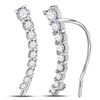 Image 1 : 0.25 CTW Diamond Graduated Journey Climber Earrings 10KT White Gold - REF-19H4M