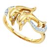 Image 1 : 0.05 CTW Diamond Double Dolphin Ring 10KT Yellow Gold - REF-12X2Y