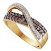 Image 1 : 0.49 CTW Cognac-brown Color Diamond Crossover Ring 14KT Yellow Gold - REF-49M5H