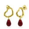 Image 1 : Genuine 6.6 ctw Ruby Earrings Jewelry 14KT Yellow Gold - REF-47A2K