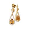 Image 1 : 1.59 CTW Pear Natural Citrine Diamond Dangle Earrings 14KT Yellow Gold - REF-89M9H