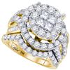 Image 1 : 3.01 CTW Princess Diamond Soleil Bridal Engagement Ring 14KT Yellow Gold - REF-299W9K