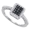 Image 1 : 0.45 CTW Black Color Diamond Cluster Ring 10KT White Gold - REF-24M2H