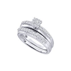 0.50 CTW Diamond Cluster Bridal Engagement Ring 14k White Gold - REF-57W2K