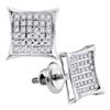 Image 1 : 0.23 CTW Diamond Square Cluster Earrings 10KT White Gold - REF-10W5K