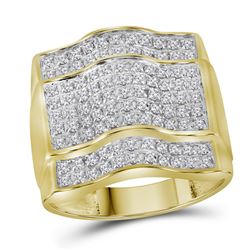 1 CTW Mens Diamond Arched Square Cluster Ring 10KT Yellow Gold - REF-67W4K