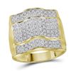 Image 1 : 1 CTW Mens Diamond Arched Square Cluster Ring 10KT Yellow Gold - REF-67W4K