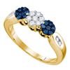 Image 1 : 0.50 CTW Blue Color Diamond Cluster Ring 10KT Yellow Gold - REF-34H4M