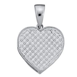 0.05 CTW Diamond Simple Heart Love Cluster Pendant 10KT White Gold - REF-6M2H