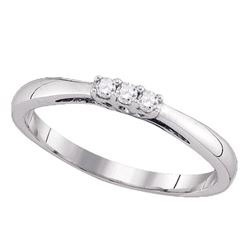 0.07 CTW Diamond 3-stone Bridal Engagement Ring 10KT White Gold - REF-10K5W