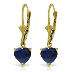 Genuine 3.1 ctw Sapphire Earrings Jewelry 14KT Yellow Gold - REF-42P2H