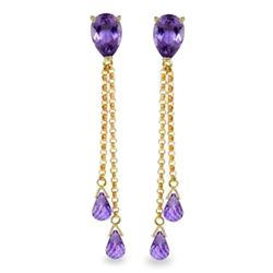 Genuine 7.5 ctw Amethyst Earrings Jewelry 14KT Yellow Gold - REF-39R3P